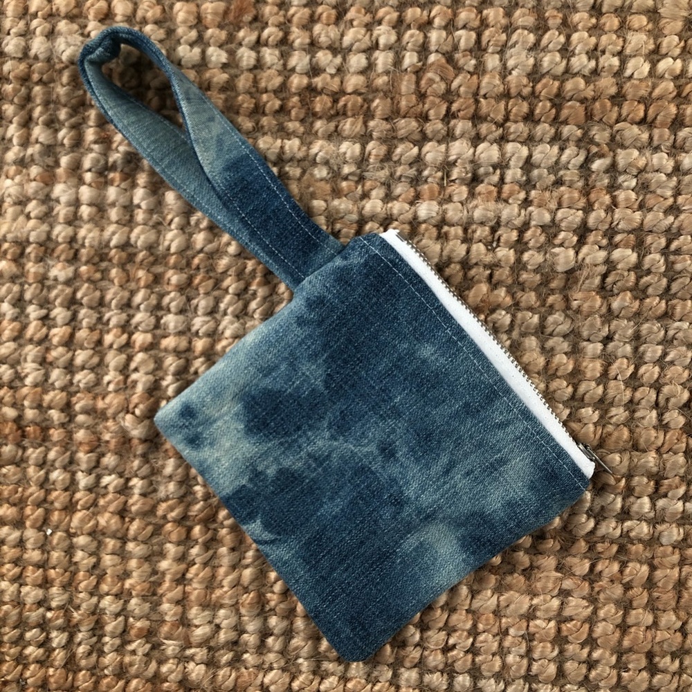 Handmade bleached denim coin purse